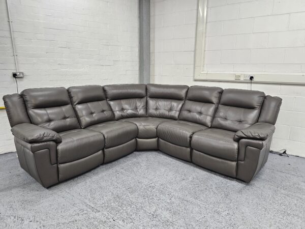 Lazyboy Grey Leather Corner Sofa - Image 3