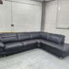 Dfs Black Leather Corner Sofa with Adjustable Headrests and Footstool - Image 3