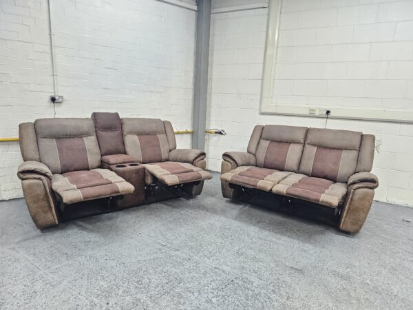 Scs Berkeley 3 and 2 Seater Manual Recliner Sofas with Storage and Cup Holders - Image 4