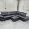 Dfs Black Leather Corner Sofa with Adjustable Headrests and Footstool - Image 6