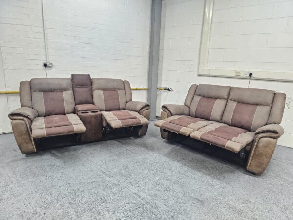 Scs Berkeley 3 and 2 Seater Manual Recliner Sofas with Storage and Cup Holders - Image 2