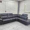 Dfs Black Leather Corner Sofa with Adjustable Headrests and Footstool - Image 7