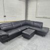 Dfs Black Leather Corner Sofa with Adjustable Headrests and Footstool - Image 5