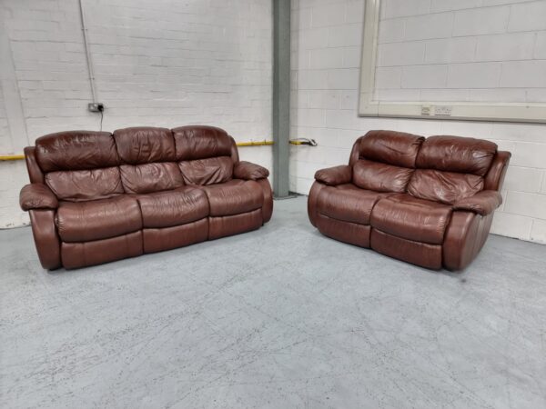 Dfs Full Leather 3 and 2 Seater Recliner Sofas - Image 5