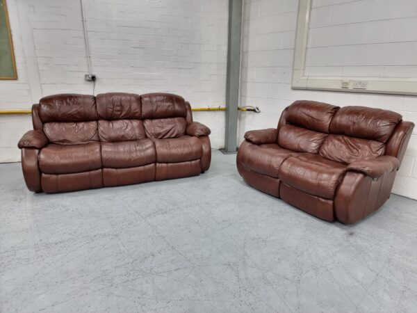 Dfs Full Leather 3 and 2 Seater Recliner Sofas - Image 4