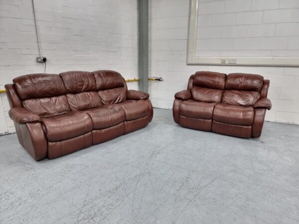Dfs Full Leather 3 and 2 Seater Recliner Sofas - Image 6