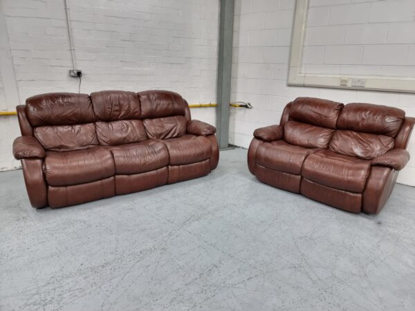 Dfs Full Leather 3 and 2 Seater Recliner Sofas