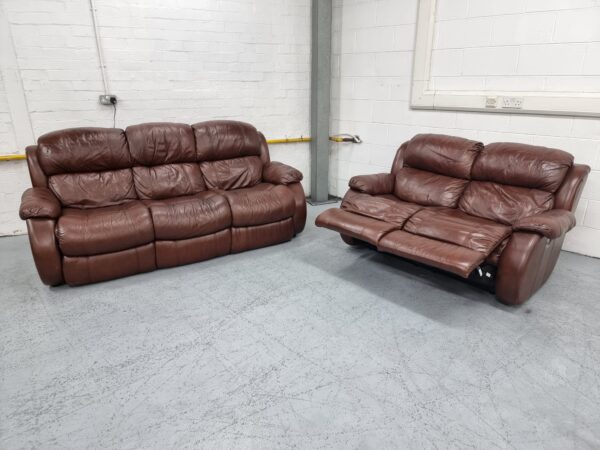 Dfs Full Leather 3 and 2 Seater Recliner Sofas - Image 2