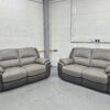 Scs Two-Tone Grey Leather 2 Seaters Sofas - Image 2