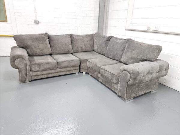 Grey Fabric Corner Sofa - Image 2