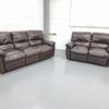 Leather 3 and 2 Seater Manual Recliner Sofas - Image 2