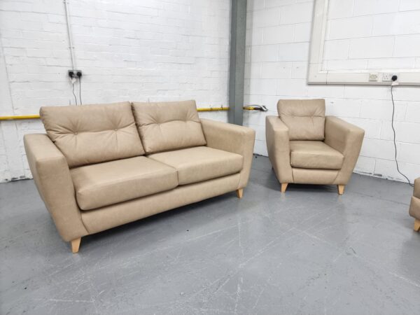 Littlewoods Soft Leather Full Reversible Cushions 2 and 1 Seater Sofa and Chair - Image 5