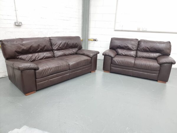Leather 3 and 2 Seater Sofas - Image 2