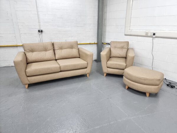 Littlewoods Soft Leather Full Reversible Cushions 2 and 1 Seater Sofa and Chair - Image 4