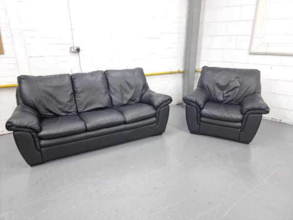 Leather 3 and 1 Seater Sofa and Chair