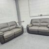 Scs Two-Tone Grey Leather 2 Seaters Sofas - Image 3