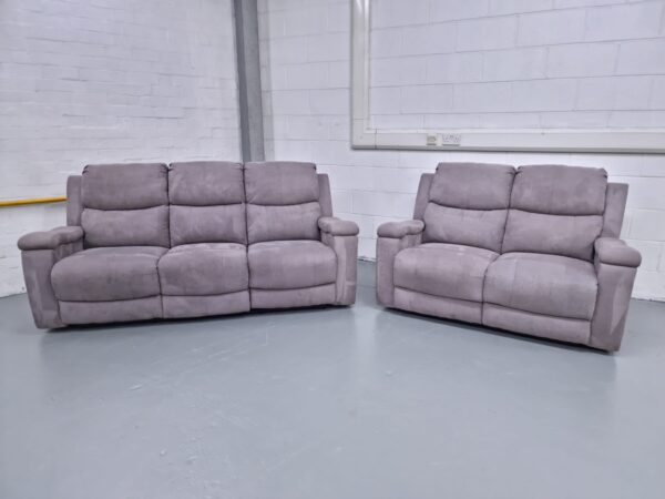 Fabric 3 and 2 Seater Manual Recliner Sofas - Image 4