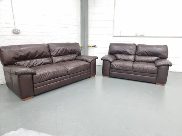 Leather 3 and 2 Seater Sofas - Image 3