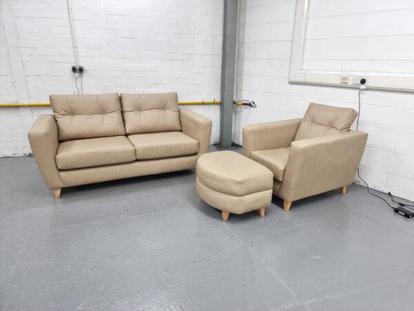 Littlewoods Soft Leather Full Reversible Cushions 2 and 1 Seater Sofa and Chair - Image 3