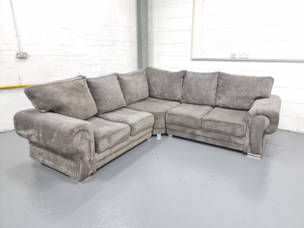 Grey Fabric Corner Sofa - Image 3