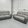 Scs Two-Tone Grey Leather 2 Seaters Sofas - Image 4