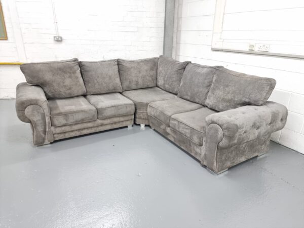 Grey Fabric Corner Sofa - Image 4