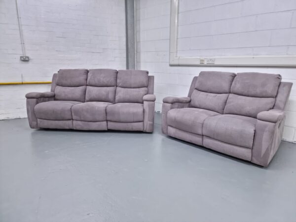 Fabric 3 and 2 Seater Manual Recliner Sofas - Image 2