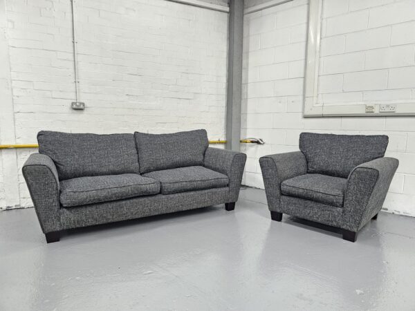 Scs Grey Fabric 3 and 1 Seater Sofa and Chair