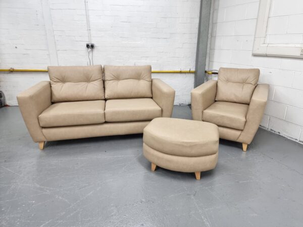 Littlewoods Soft Leather Full Reversible Cushions 2 and 1 Seater Sofa and Chair