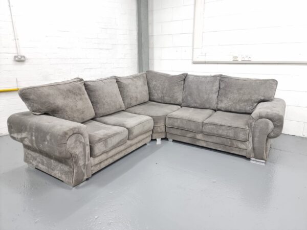 Grey Fabric Corner Sofa - Image 5