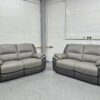 Scs Two-Tone Grey Leather 2 Seaters Sofas