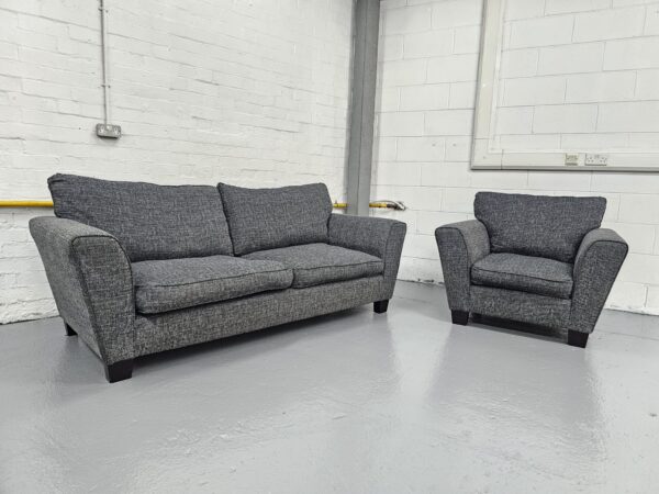 Scs Grey Fabric 3 and 1 Seater Sofa and Chair - Image 3