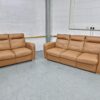 Italsofa Full Italian Leather Tan 3 and 2 Seater Sofas