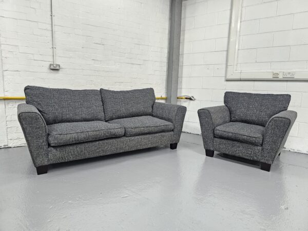 Scs Grey Fabric 3 and 1 Seater Sofa and Chair - Image 4