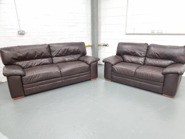 Leather 3 and 2 Seater Sofas - Image 5