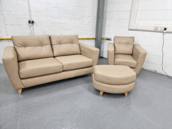 Littlewoods Soft Leather Full Reversible Cushions 2 and 1 Seater Sofa and Chair - Image 2