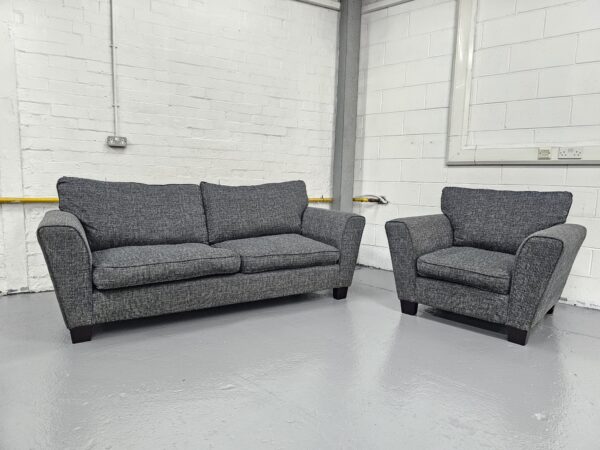Scs Grey Fabric 3 and 1 Seater Sofa and Chair - Image 5