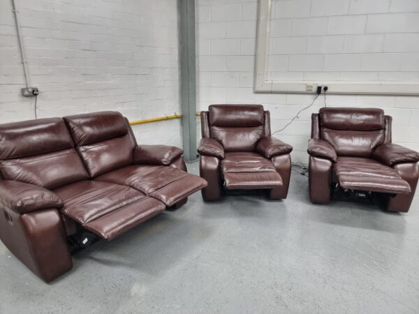 Dfs Leather 3 Piece Suite Recliner Sofa and Chairs - Image 6