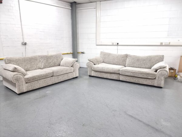 Scs Grey Fabric 4 and 3 Seater Sofas - Image 4
