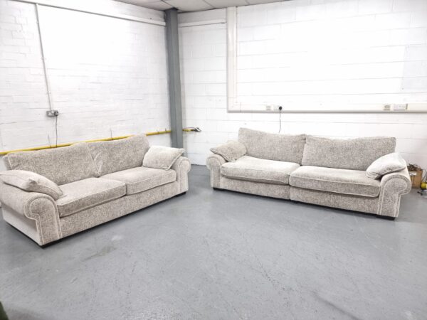Scs Grey Fabric 4 and 3 Seater Sofas - Image 3