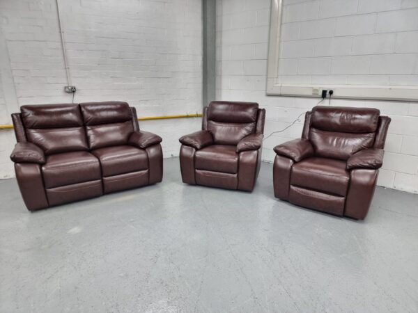 Dfs Leather 3 Piece Suite Recliner Sofa and Chairs - Image 2