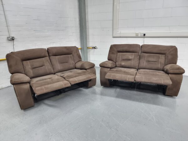 Harvey's Suede 2 Seaters Manual Recliner Sofas - Image 6
