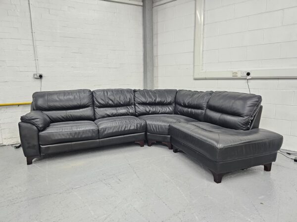 Scs Black Leather Corner Sofa - Image 4