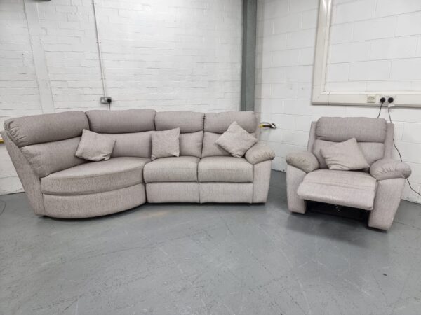Scs Grey Fabric Electric Recliner Corner Sofa and Chair - Image 4