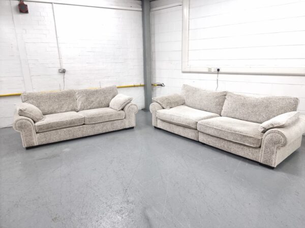Scs Grey Fabric 4 and 3 Seater Sofas - Image 5