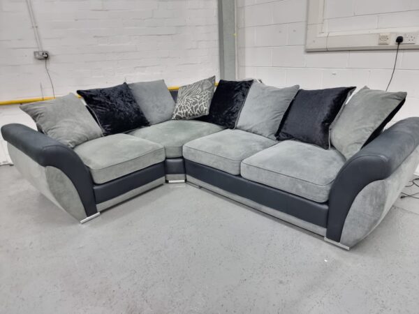 Black and Grey Corner Sofa - Image 3