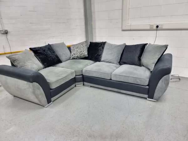 Black and Grey Corner Sofa - Image 2