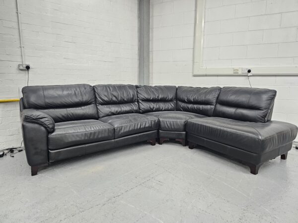 Scs Black Leather Corner Sofa - Image 2