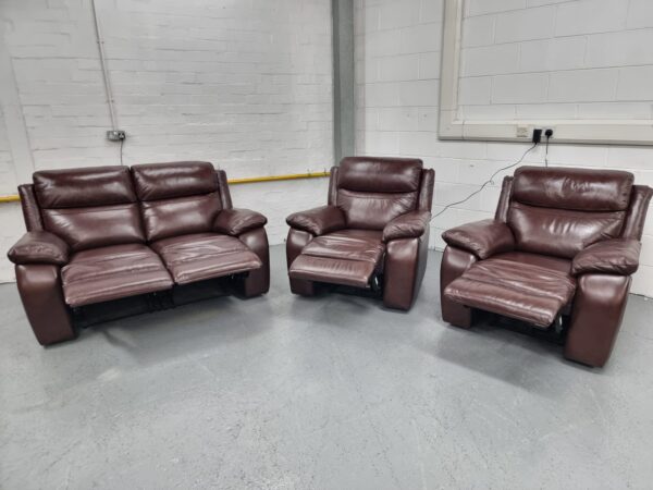 Dfs Leather 3 Piece Suite Recliner Sofa and Chairs - Image 5