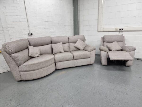 Scs Grey Fabric Electric Recliner Corner Sofa and Chair - Image 6